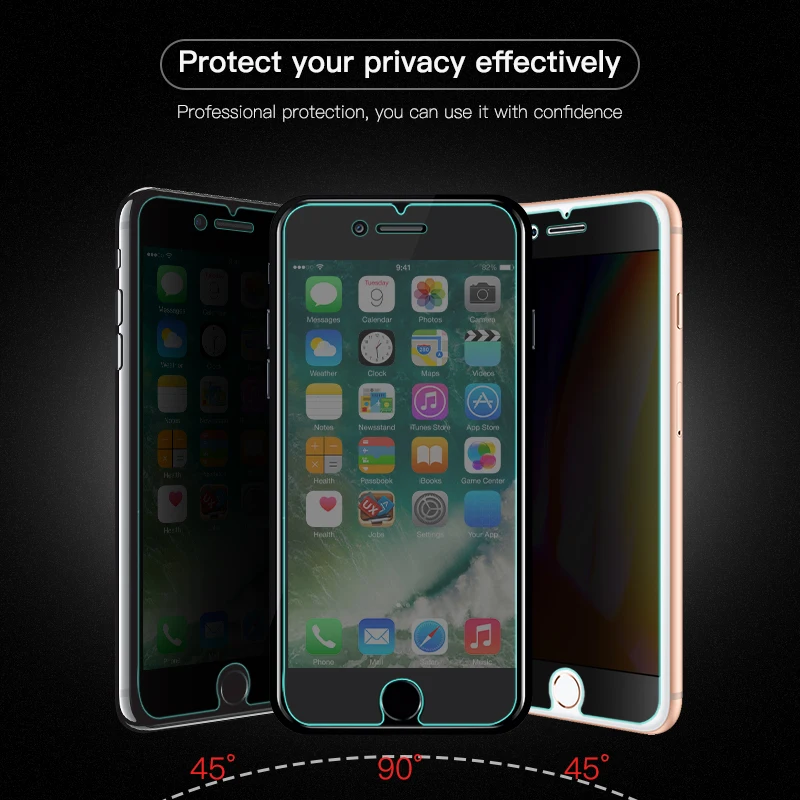 Защитная пленка для конфиденциальности из закаленного стекла iPhone 7 6 6s X 8 Plus