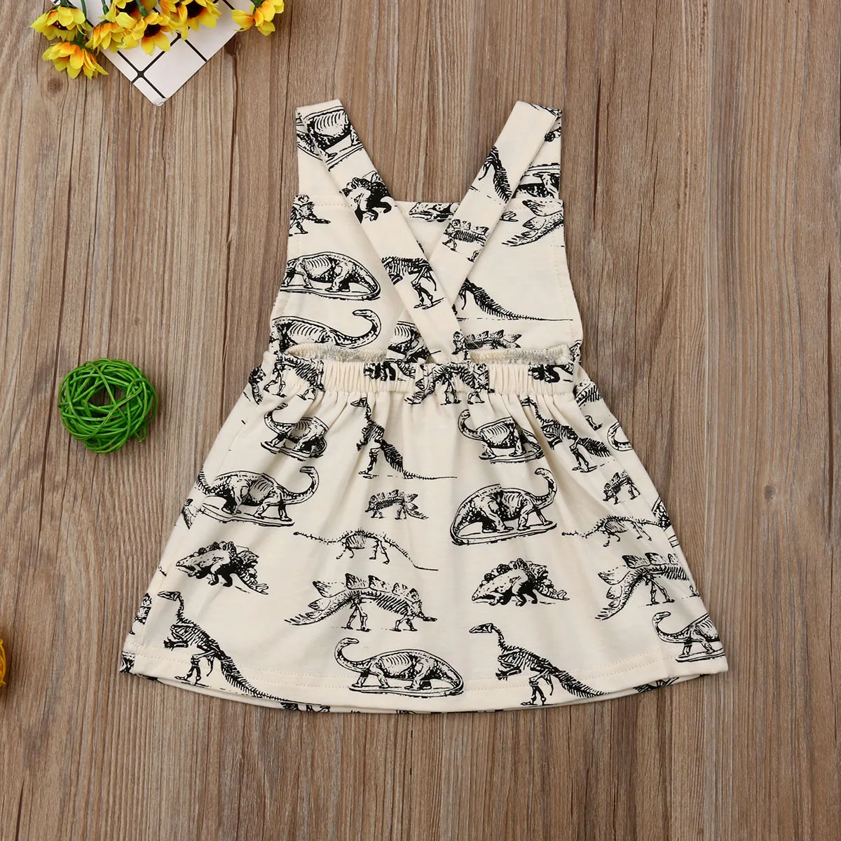Милое платье для маленьких девочек без рукавов с динозавром праздничное пачка