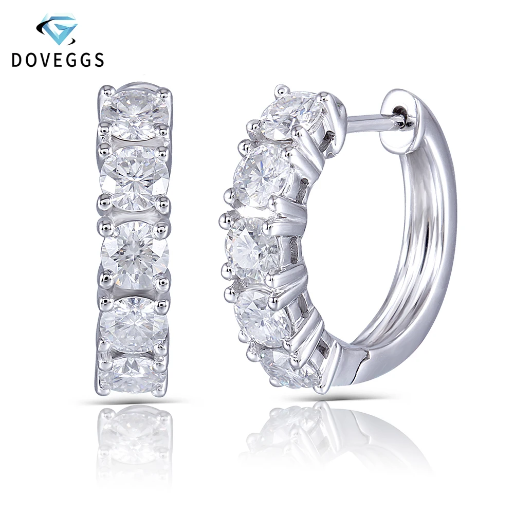 Женские серьги кольца DovEggs вечерние 10 к белого золота 1 5 ctw 3 мм цвет GH