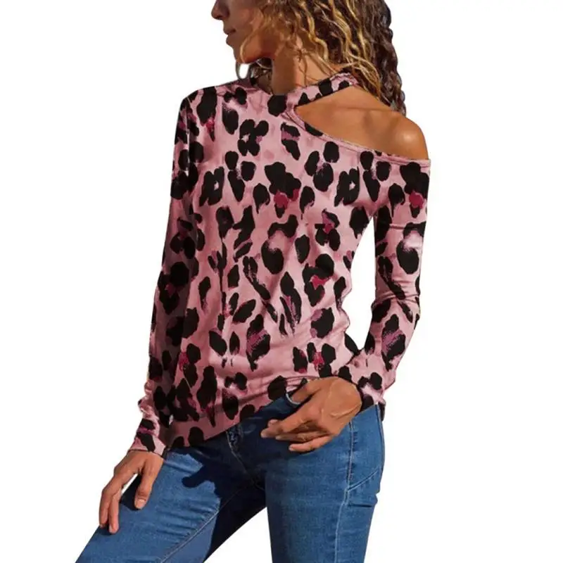

Women Casual T Shirt Ladies Tops Leopard Print Long Sleeve Blusas Clothing Female Vintage Tee Mujer De Moda SJ1586X