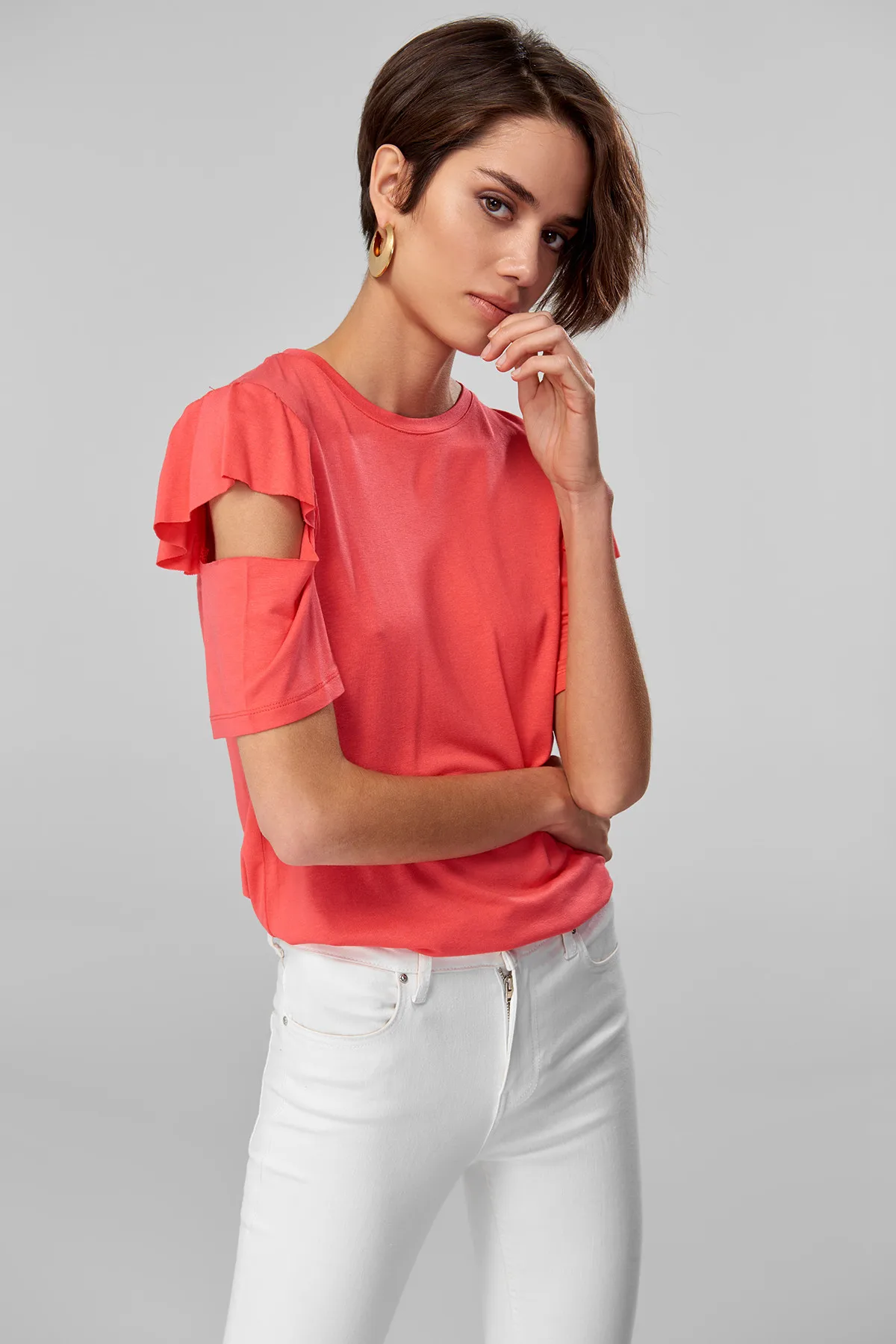 Trendyol цветок подробно трикотажные топы вырезать граната TOFSS18OD0026 |