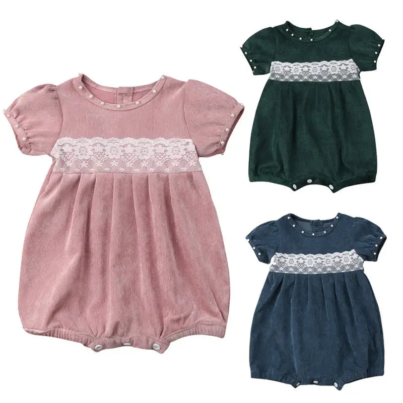 Милый Летний комбинезон для новорожденных девочек кружевной принцессы с