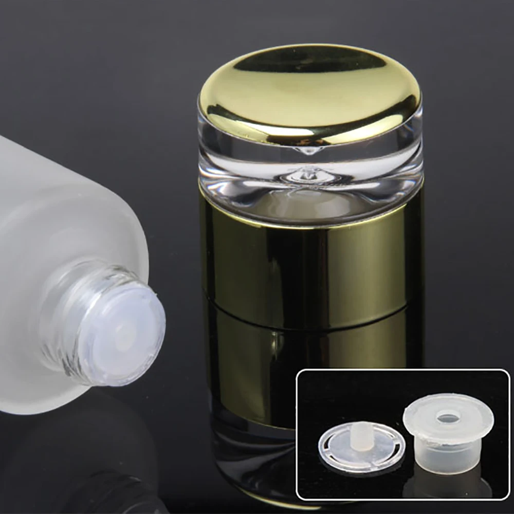 

100ml perfume sample bottle spray, toner and lotion glass pump clear frosted with gold lid packaging