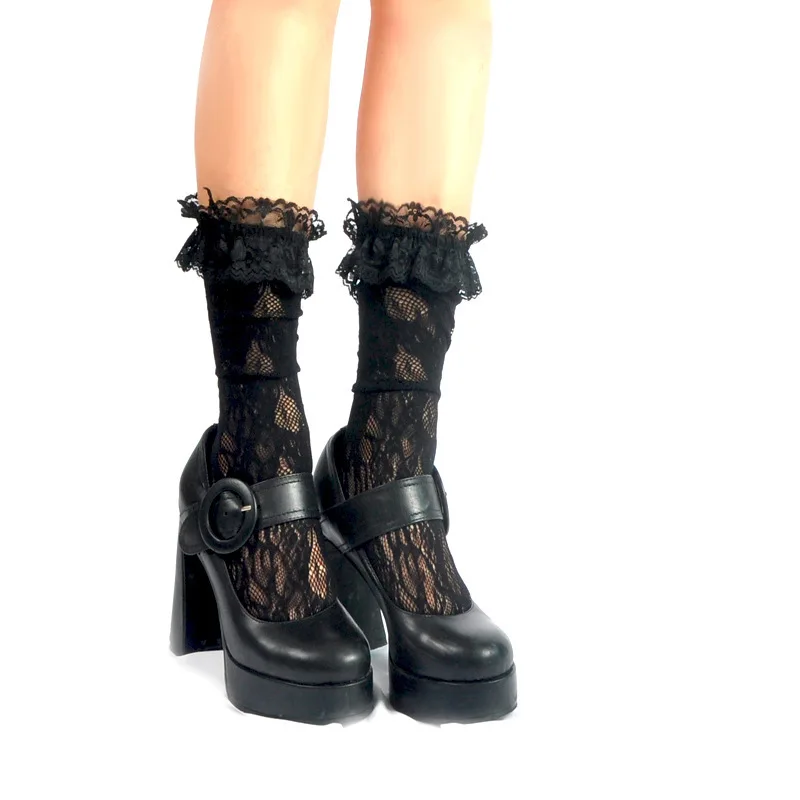 Populaire универсальные vrouwen Lolita Kant Sokken Goede Elastische Sokjes/носки средней длины Bobbysocks Kleur Wit &
