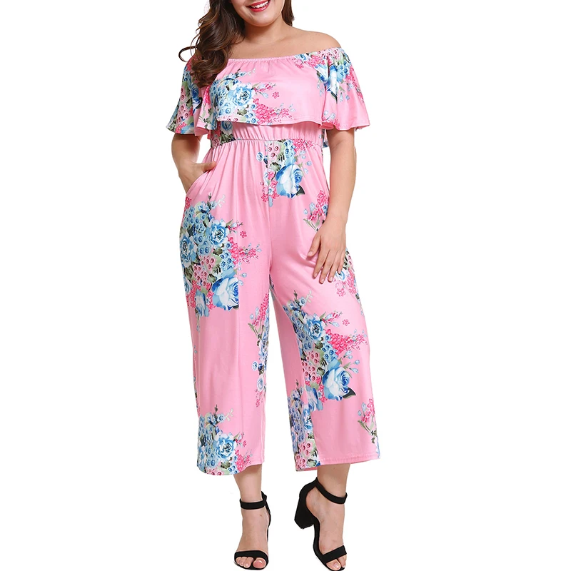 Комбинезон с принтом Женские комбинезоны 2019 плюс размер Летний сексуальный