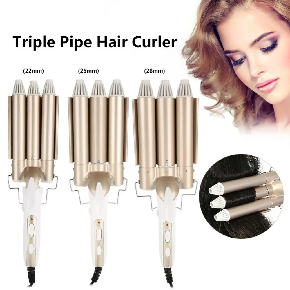 Тройная Плойка для завивки волос керамические бигуди с тремя трубками глубокая