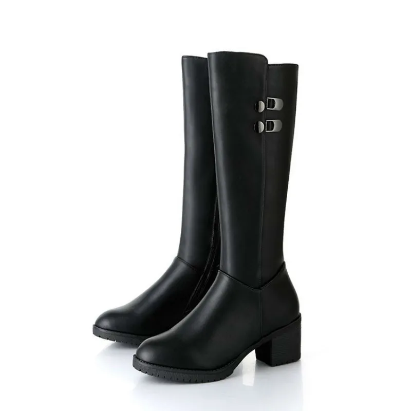 

Bota Feminina/высокие сапоги; Botas Mujer; женские зимние сапоги Martin с круглым носком; Новинка 2018 года; обувь на молнии из искусственной кожи