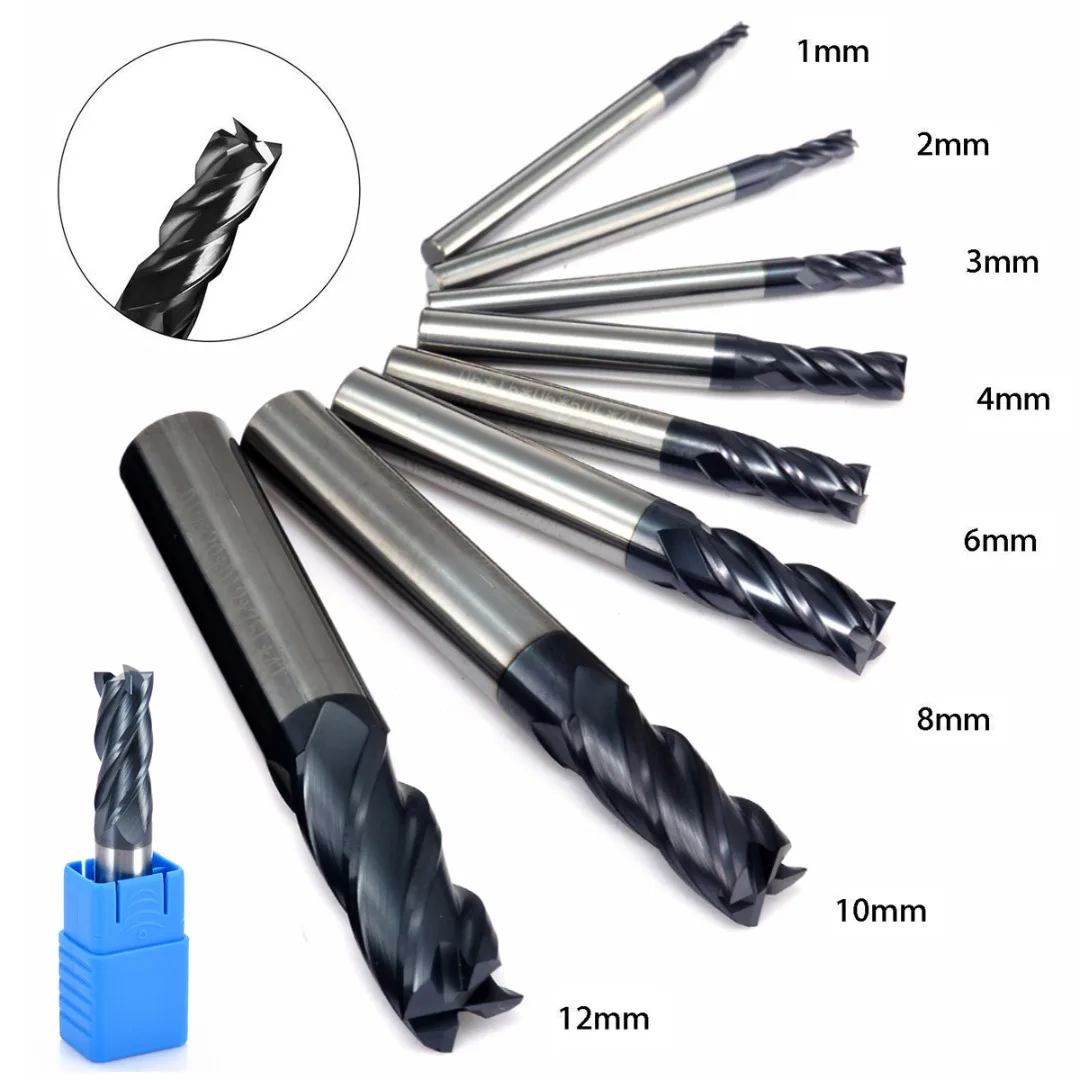 

4 Flute Ccarbide Tungsten End Mill Solid Carbide End Mill 1/2/3/4/6/8/10/12mm Milling Cutter Tungsten Steel