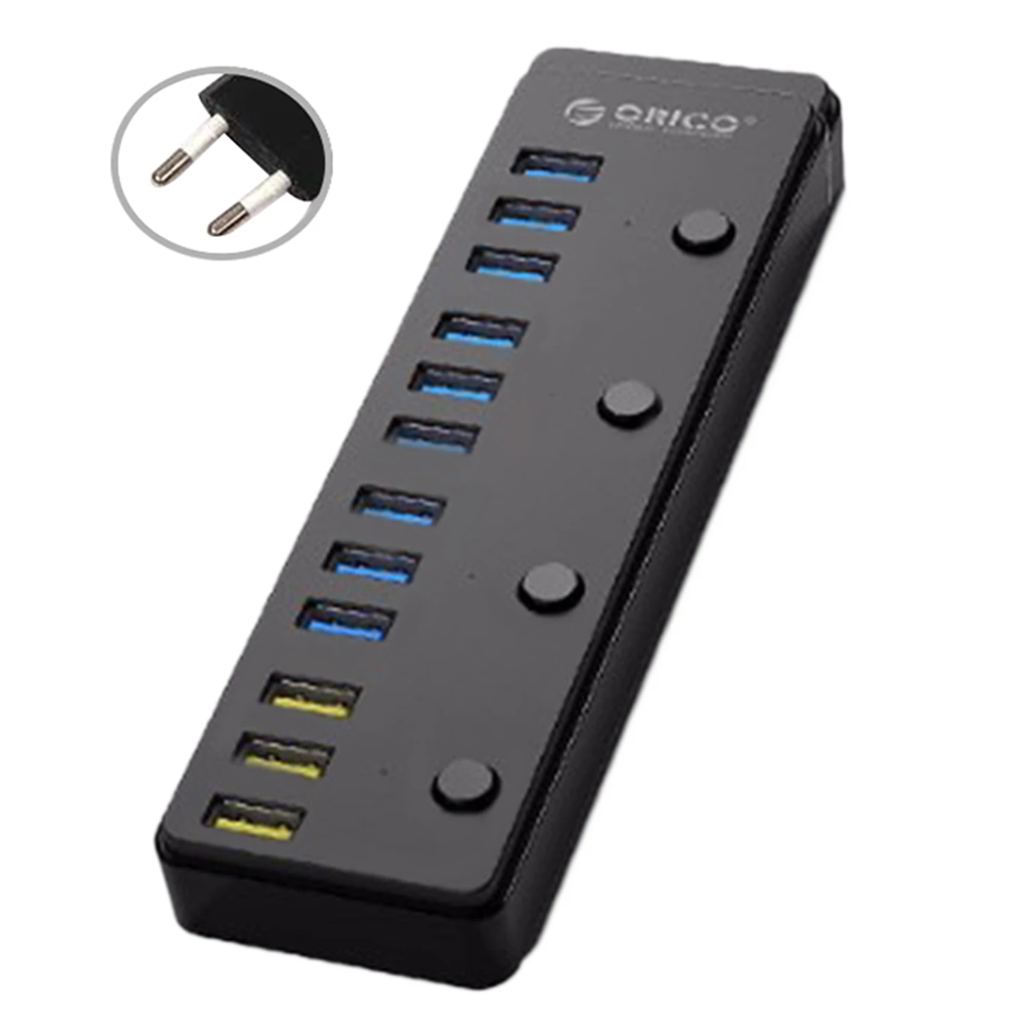 Orico 5 Гбит/с супер скорость 12 портов Usb 3 0 концентратор портативный В 5A адаптер