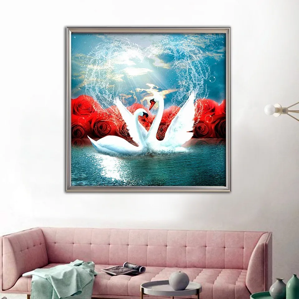 EverShine DIY 5D Diamond Painting Swan Embroidery Animals Picture Of Rhinestones Mosaic Cross Stitch Home Decor|Алмазная мозаика и