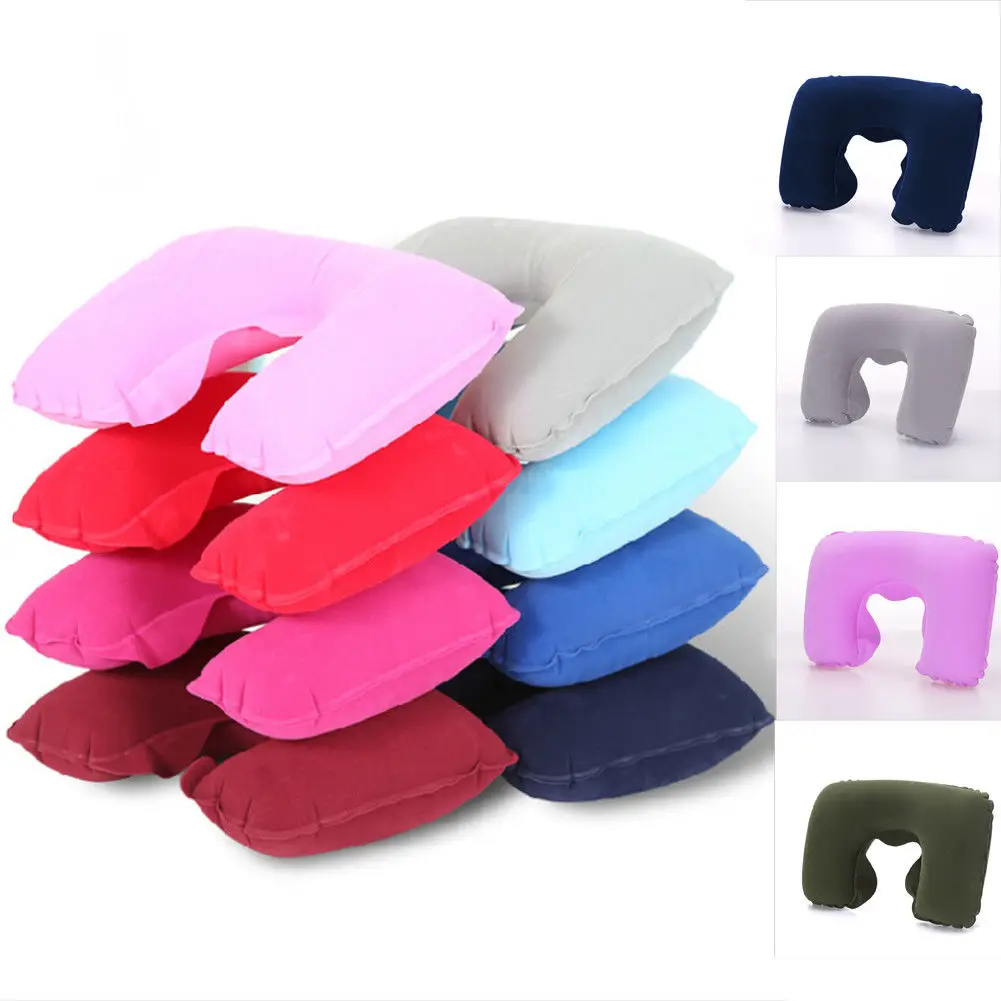 Soft Inflatable U Shape Travel Pillow Air Cushion Neck Rest Compact For Flight Plane Small Flodable | Дом и сад