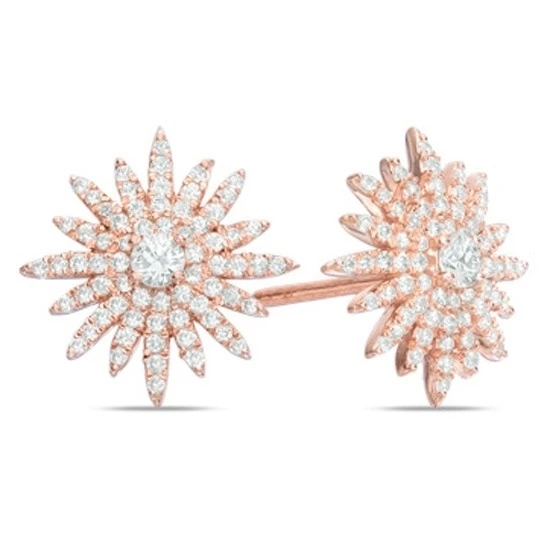 Серьги гвоздики с натуральным бриллиантом 5/8 карат розовое золото 14 карат|Серьги|