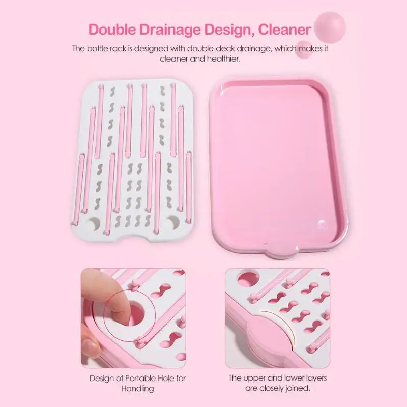 

Baby Bottle Drying Rack Foldable Feeding Bottles Cleaning Dryer Drainer Storage Nipple Shelf Baby Pacifier Feeding Cup Holder