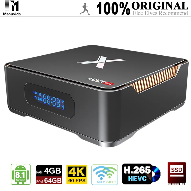 A95X Max 4 K 60fps tv Box (Android 8 1 Amlogic S905X2 cpu Mali G31 MP2 GPU 4G/64G 2 4G/5G WiFi 1000 Мбит/с BT4.2 поддержка
