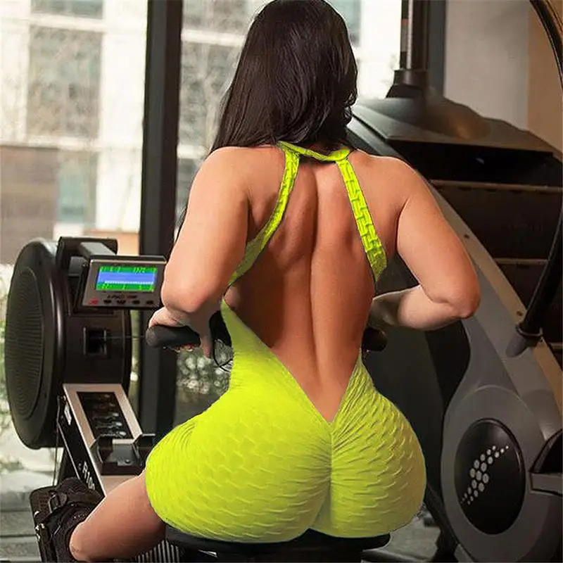 Спортивные комбинезоны спортивная одежда без спинки сексуальные фитнес плотно