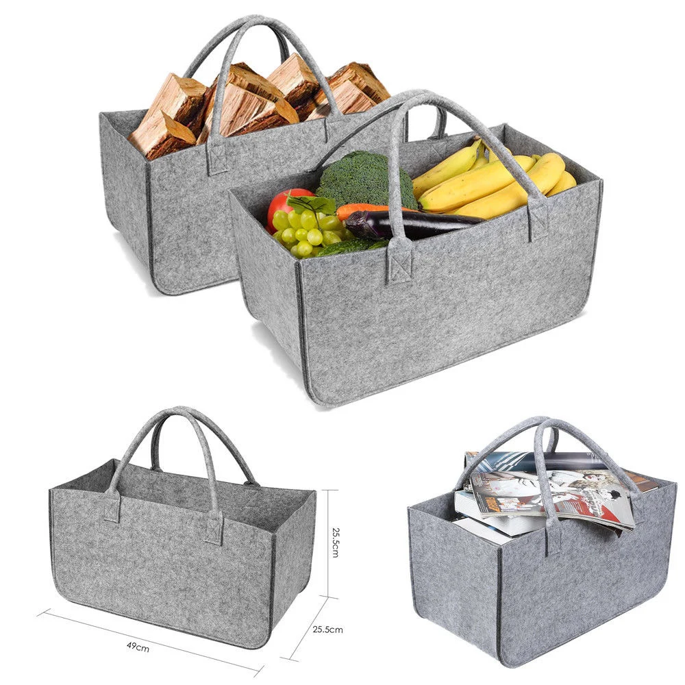 Прочная серая сумка-переноска из войлока сумка для хранения дров контейнер