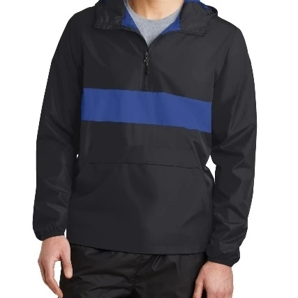 Спорт Tek JST65 мужская куртка на молнии с карманом Anorak Black & True Royal Large|Мужские куртки| |