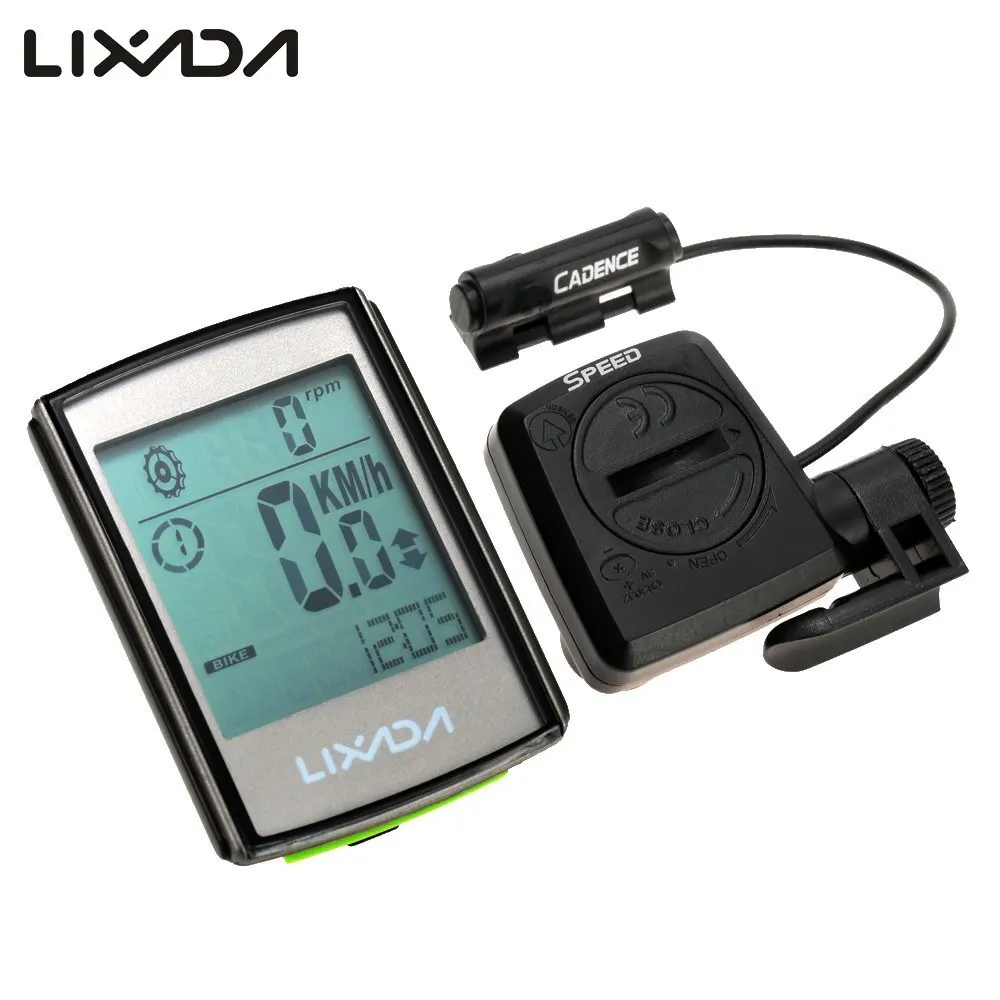 Lixada Многофункциональный водонепроницаемый беспроводной ЖК компьютер спидометр
