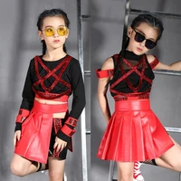 songyuexia girls jazz dance hip hop costumes children long sleeved suit modern dance stage wear for girl