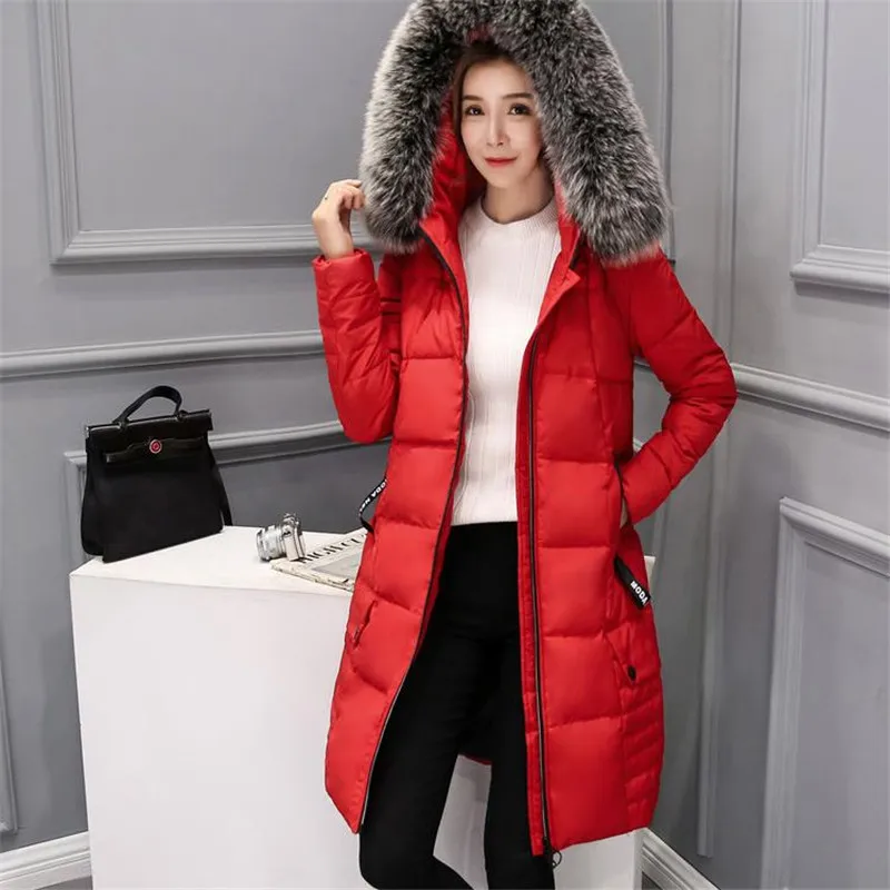 2017 New Korean Version of the Thick Fashion Slim Down Big Fur Collar Coats Women in Long Section Women's down Jacket | Женская