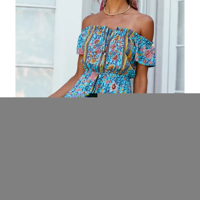 Женское платье с принтом Boho повседневное короткое пляжное на шнуровке открытыми