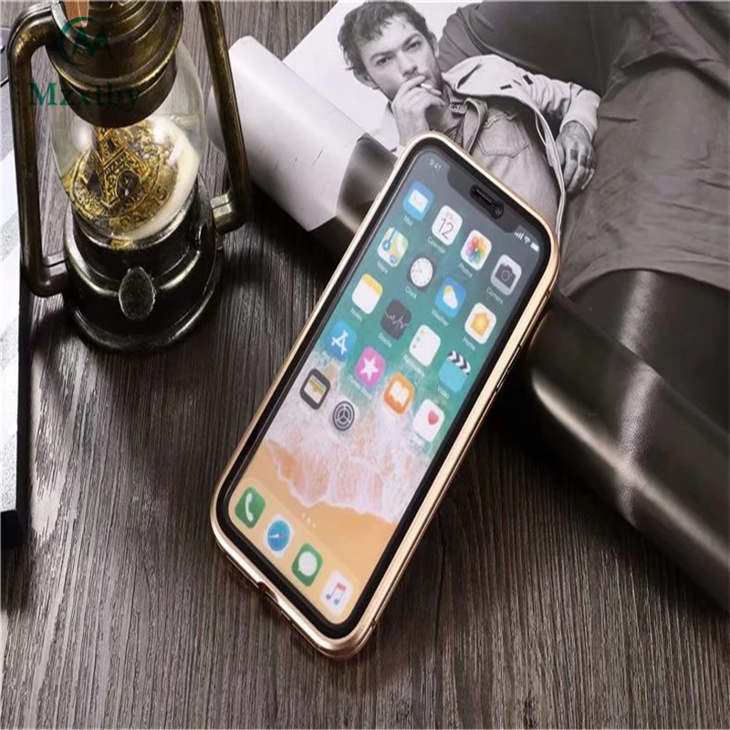9H закаленное стекло Передний + задний двухсторонний Магнитный чехол для iphone 6 7 8