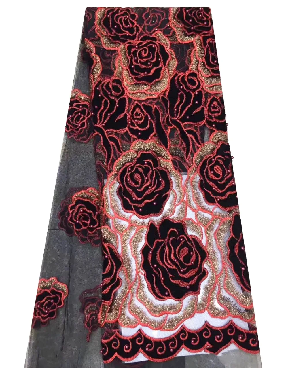 Вышитые бисером африканские Французские тюлевые кружевные ткани высокое