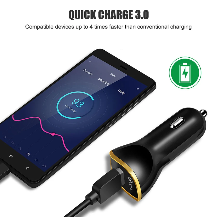 QC 3 0 Автомобильное зарядное устройство USB быстрая зарядка быстрое автомобильное