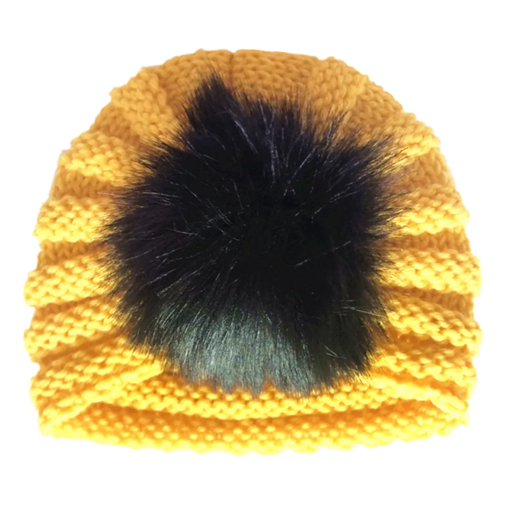 2019 Fashion Kids Baby Boys Girls Warm Winter Knit Beanie Artificial Fur Cute Comfort Pom Bobble Hat Cap | Детская одежда и обувь