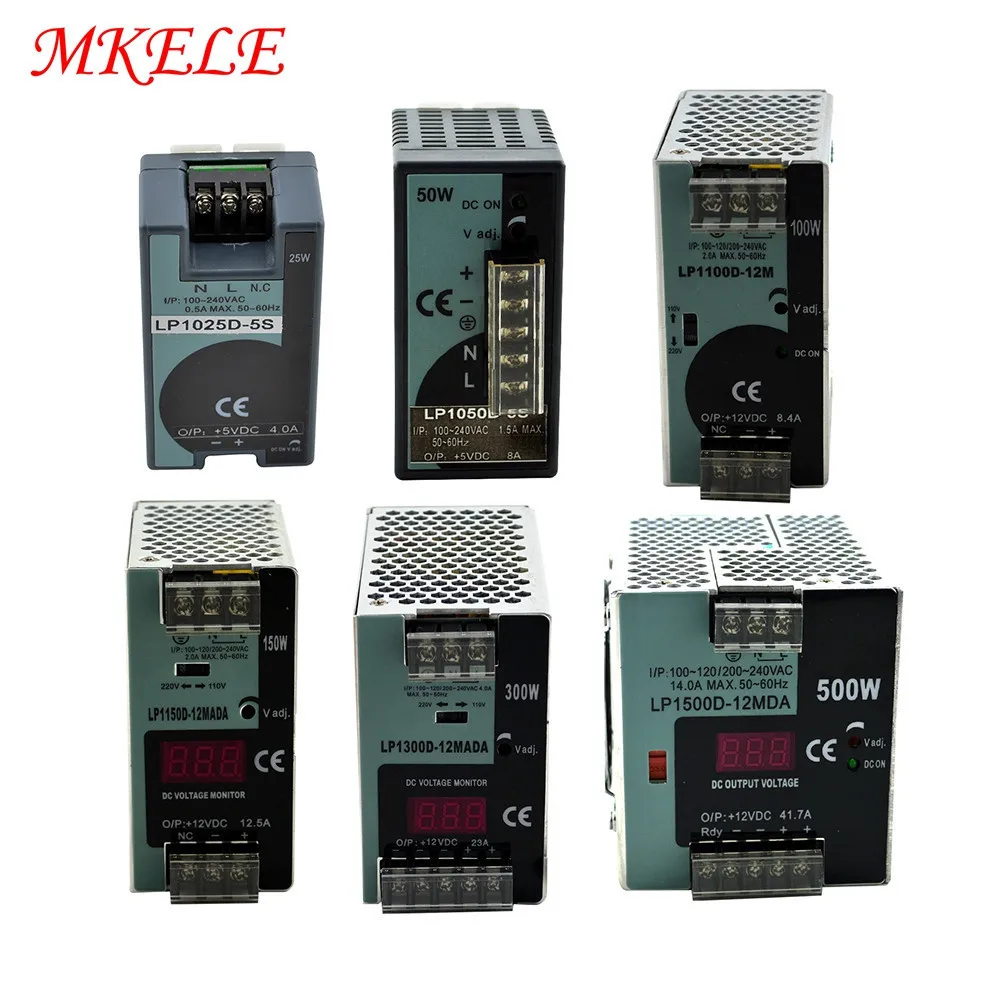 Фото Импульсный источник питания LP серии Din Rail 25 Вт 50 100 150 300 500 светодиодная индикация Импульсный источник питания LP серии Din Rail 25 Вт 50 100 150 300 500 светодиодная индикация
