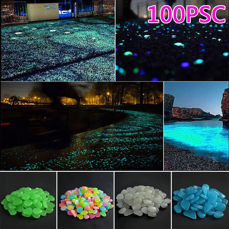 100 шт. искусственные камни сад Fish Tank искусственный световой светится в темноте