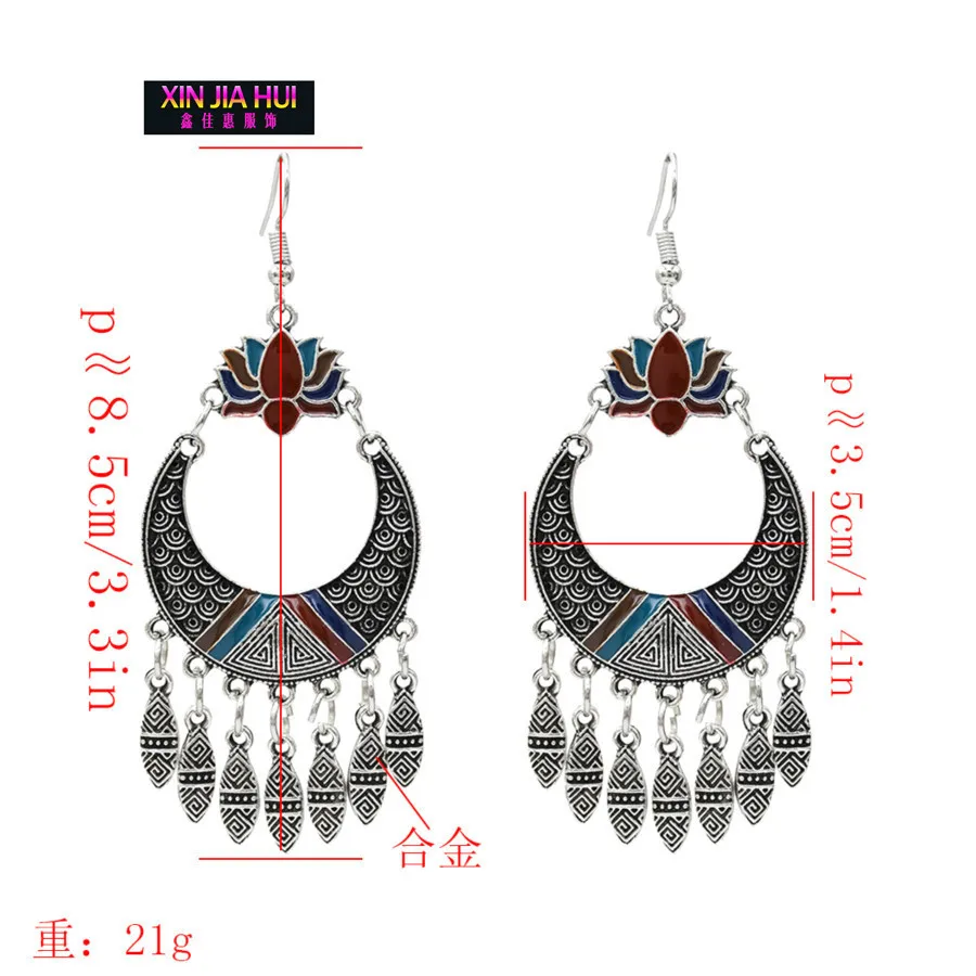 New Pattern Restore Ancient Ways Earring Posimi Second Nation Wind Personality Concise Lotus Leaf Tassels Earrings Ornaments | Украшения и