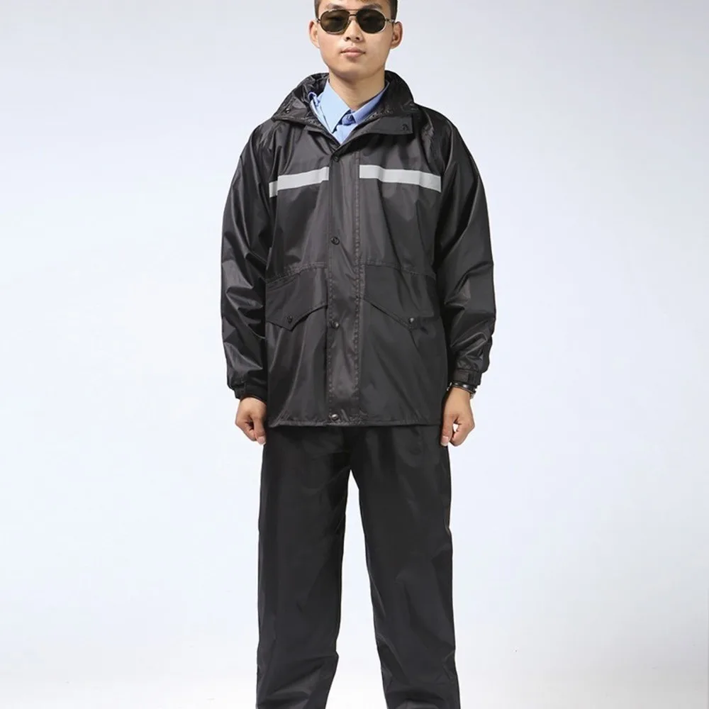 Outdoors Black On Duty Command Patrol Divided Body Suit High Road Administration Reflector Double-deck Oxford Cloth Raincoat | Дом и сад