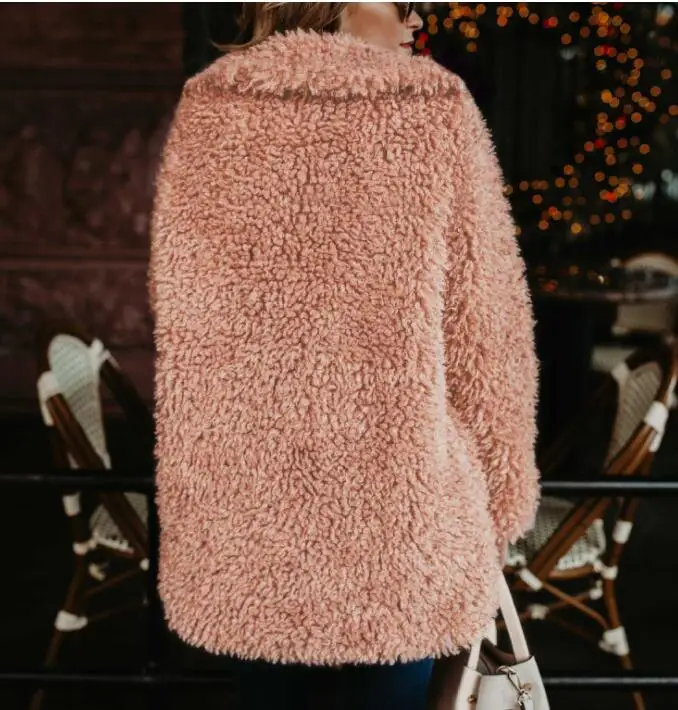 

Fluffy long faux fur coat women Thicken Winter fake fur streetwear pink black coat female Fashion Streetwear Cardigan outerwear