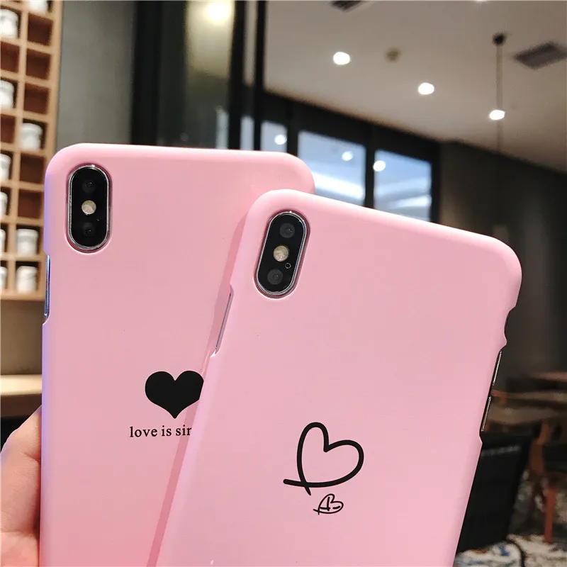 USLION Couples Love Heart Pattern чехол для телефона iPhone 6 6s 7 8 Plus Жесткий ПК простой с надписью X XS