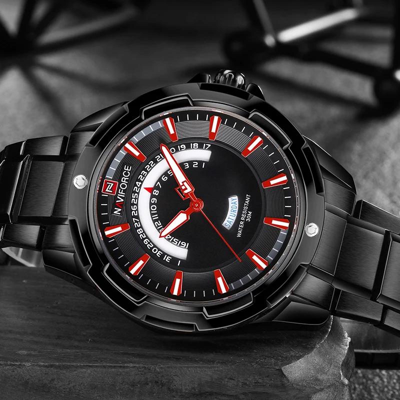 Naviforce Мужская Мода Роскошный лучший бренд Аналоговый Кварцевые часы Для мужчин