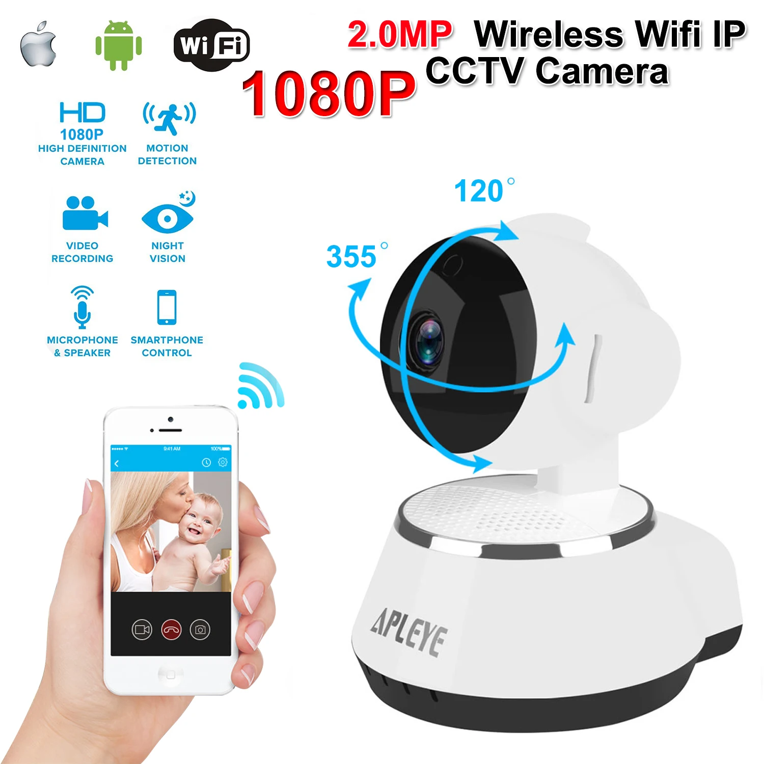 2.0MP Wifi 1080P IP камера 4G IR Cut ночное видение беспроводная сеть мини монитор для