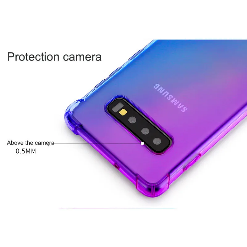 Чехол для Samsung Galaxy S10 Plus двухцветный мягкий силиконовый прозрачный чехол из ТПУ