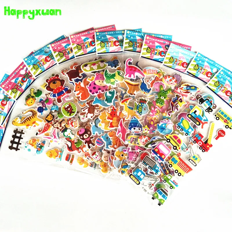 Happyxuan 12 листов/партия Дети милые 3D мультфильм пузырьки выпуклые наклейки