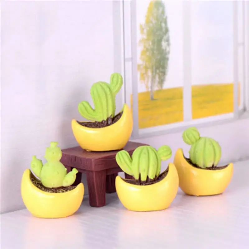 3 цвета кактус мясистый Мини фигурки в горшках миниатюры мебель домашний декор