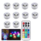 10 шт.лот с батарейным питанием водонепроницаемый RGB погружной светодиодный светильник подводный ночной Светильник для вазы чаши аквариума вечеринки свадьбы