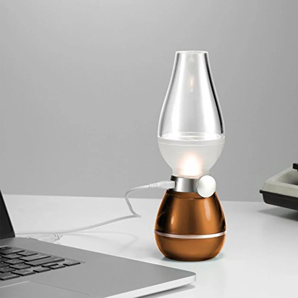 

Vintage LED Night Light Rechargeable Blow Control Sensor Kerosene Lamp Stepless Dimming Knob Switch Atmosphere Home Decor Lights