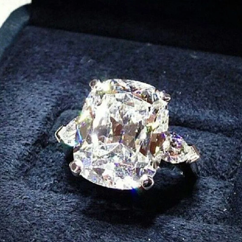

2021 New Arrival Luxury Cushion 925 Sterling Silver Engagement Ring For Women Lady Anniversary Gift Jewelry Bulk Sell R5084