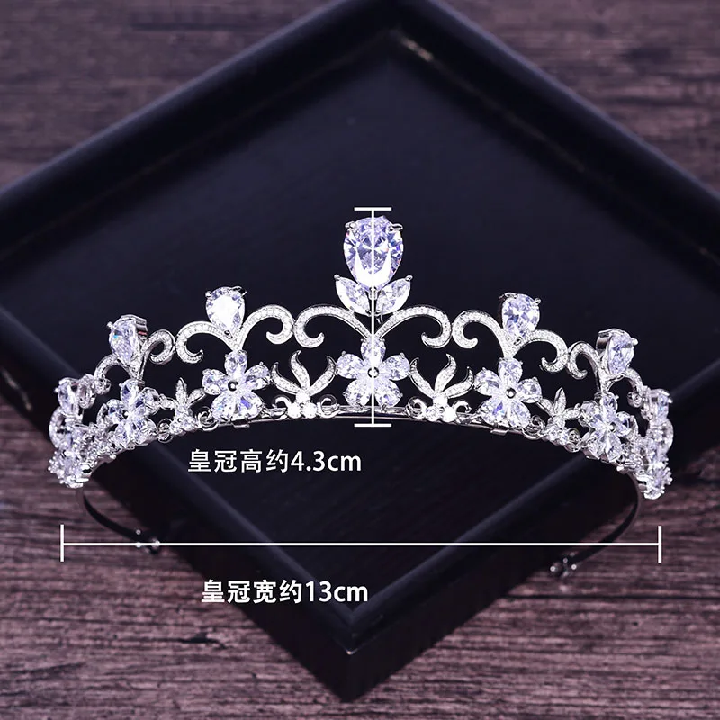 Прозрачная груша с цирконием Цветок Тиара Корона Мода Свадебные аксессуары для