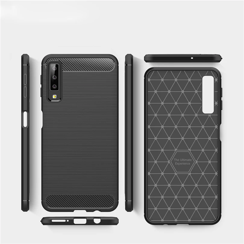 Чехол из углеродного волокна для Samsung A6 A7 A8 Plus A9 2018 A10 A30 A50 мягкий TPU Тонкий чехол