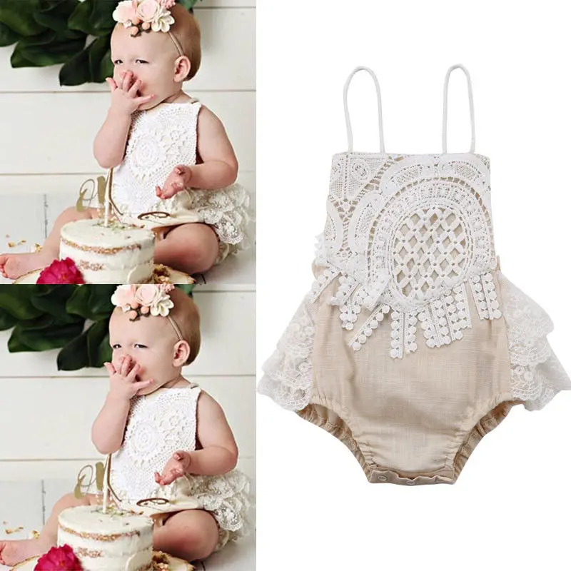 Emmababy 2019 Милая Одежда для новорожденных девочек кружевной комбинезон с открытой