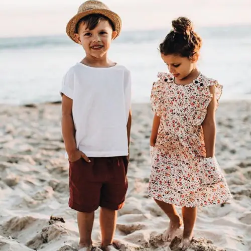 Платье-пачка с цветочным принтом в стиле бохо для маленьких девочек Одинаковая