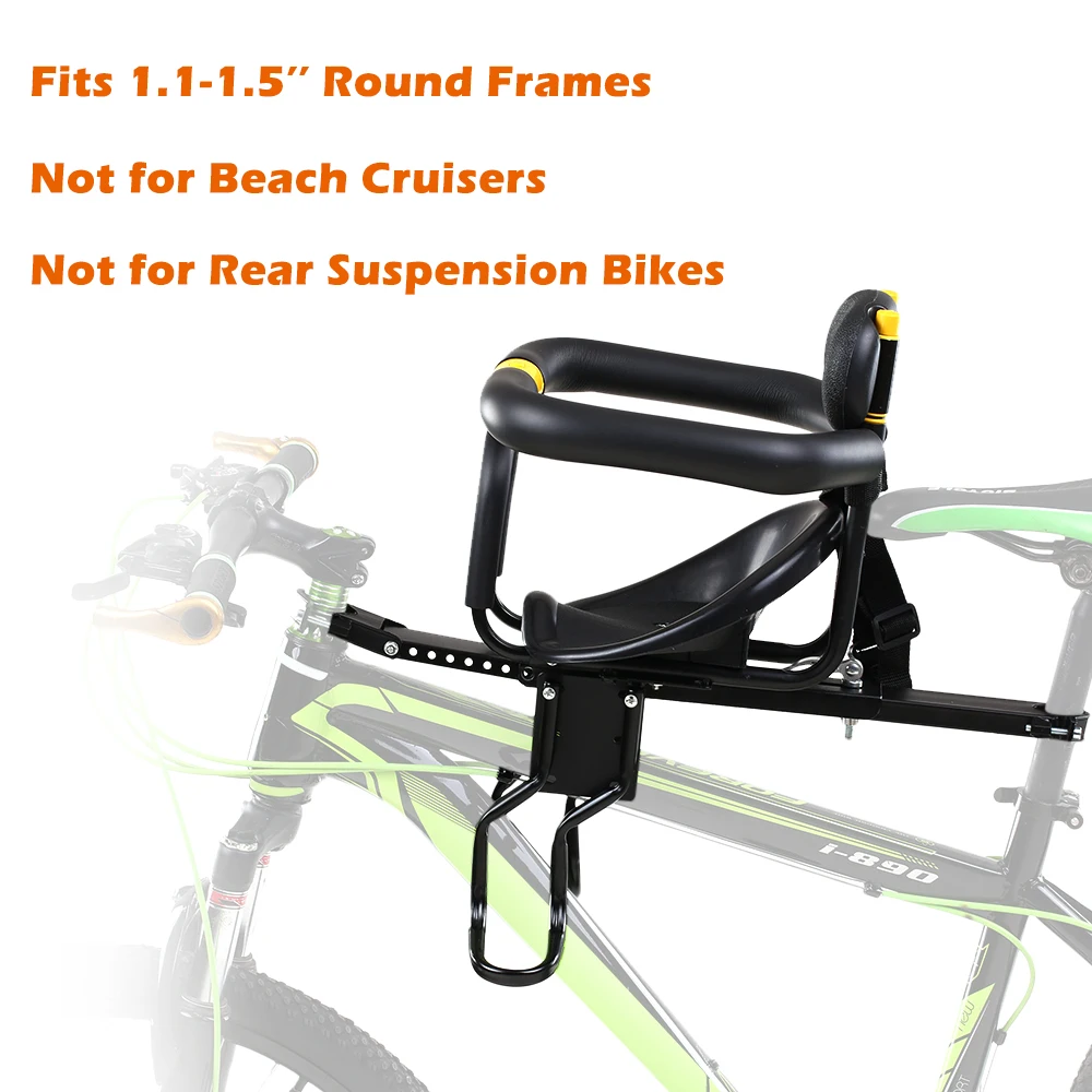 

Safety Child Bicycle Seat Bike Front Baby Seat Kids Saddle with Foot Pedals Support Back Rest Front Chair for 0-7 years old baby