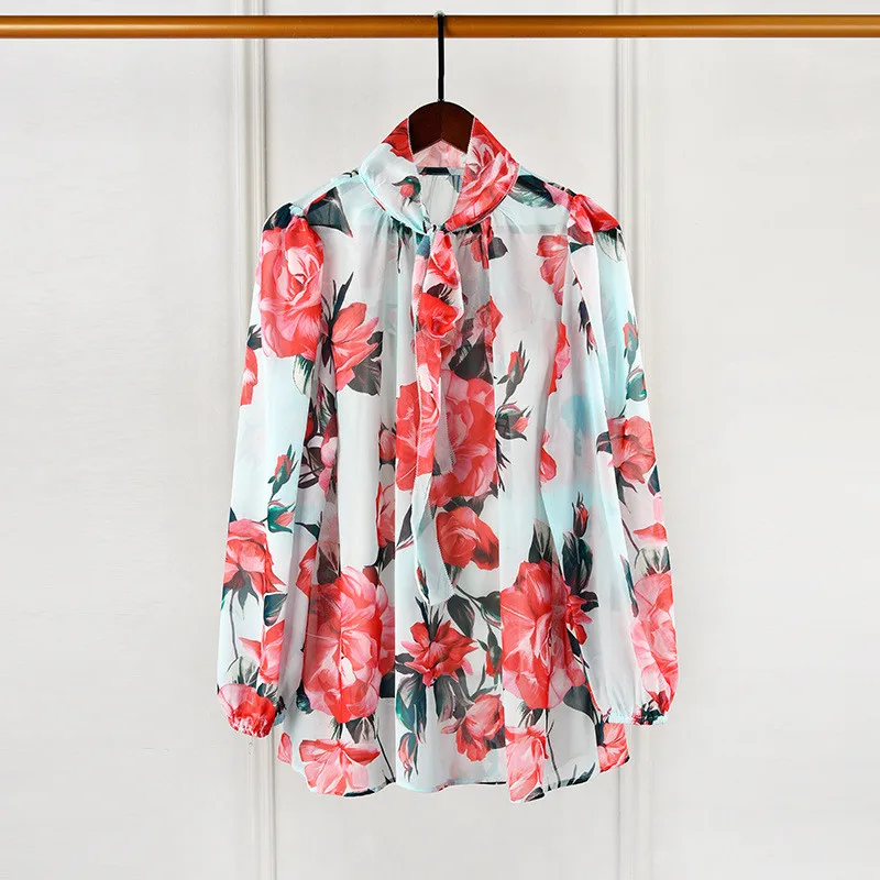 2019 Летние Элегантные вечерние праздничные Для женщин блузка с цветочным узором