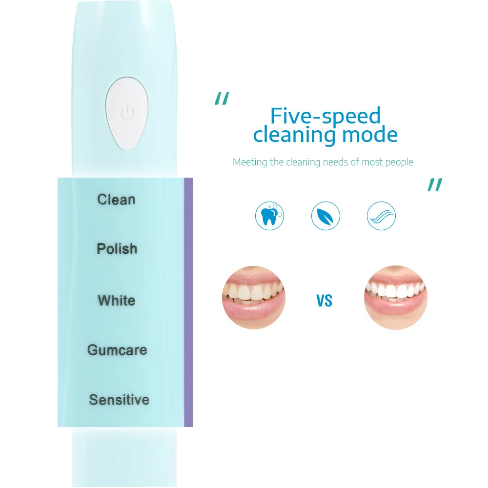 

Newest Portable Electric Toothbrush With 4 Brush Heads Waterproof Clean Polish Whitening Sensitive Gumcare Electric Tooth Brush